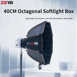 ZSYB 40CM Octagonal Soft Light Box ZHIYUN Honeycomb Grid Outdoor Flash SoftBox Used for S100 W80B Intelligent Cloud Fill Light