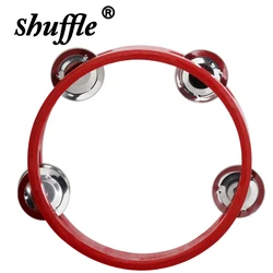 6 Inch Tambourine Hand Crank Drums Spin Rattle Wooden Hand Bell Orff Percussion Instrument Freestyle Drum Portable Kids Gifts