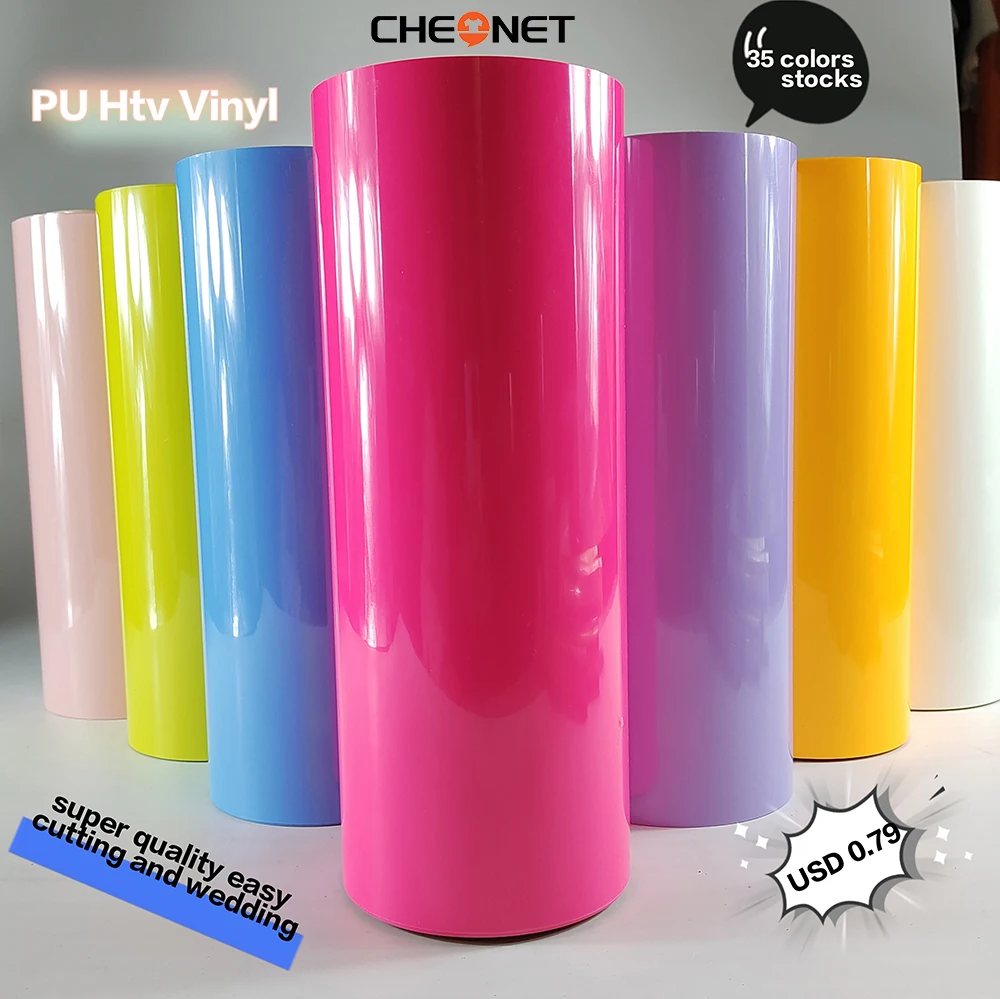 CHEONET HTV ---12"x40"/30.5cmx100cm ECO PU Heat Transfer Vinyl With Sticky Back T-shirt Iron On HTV Film Pattern Press DIY Craft