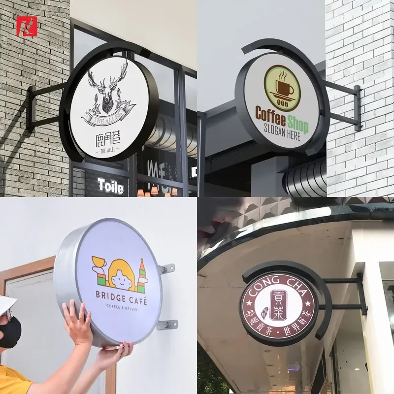 Kexian Custom Free Design Coffee Shop Signage Outdoor Lighting Advertising Sign Double Sided Light Box