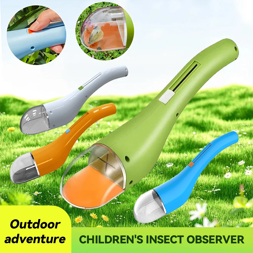 Receptor de insectos transparente portátil para interiores y exteriores, juguetes para niños, tipo de empuje, observación de insectos para exploración al aire libre