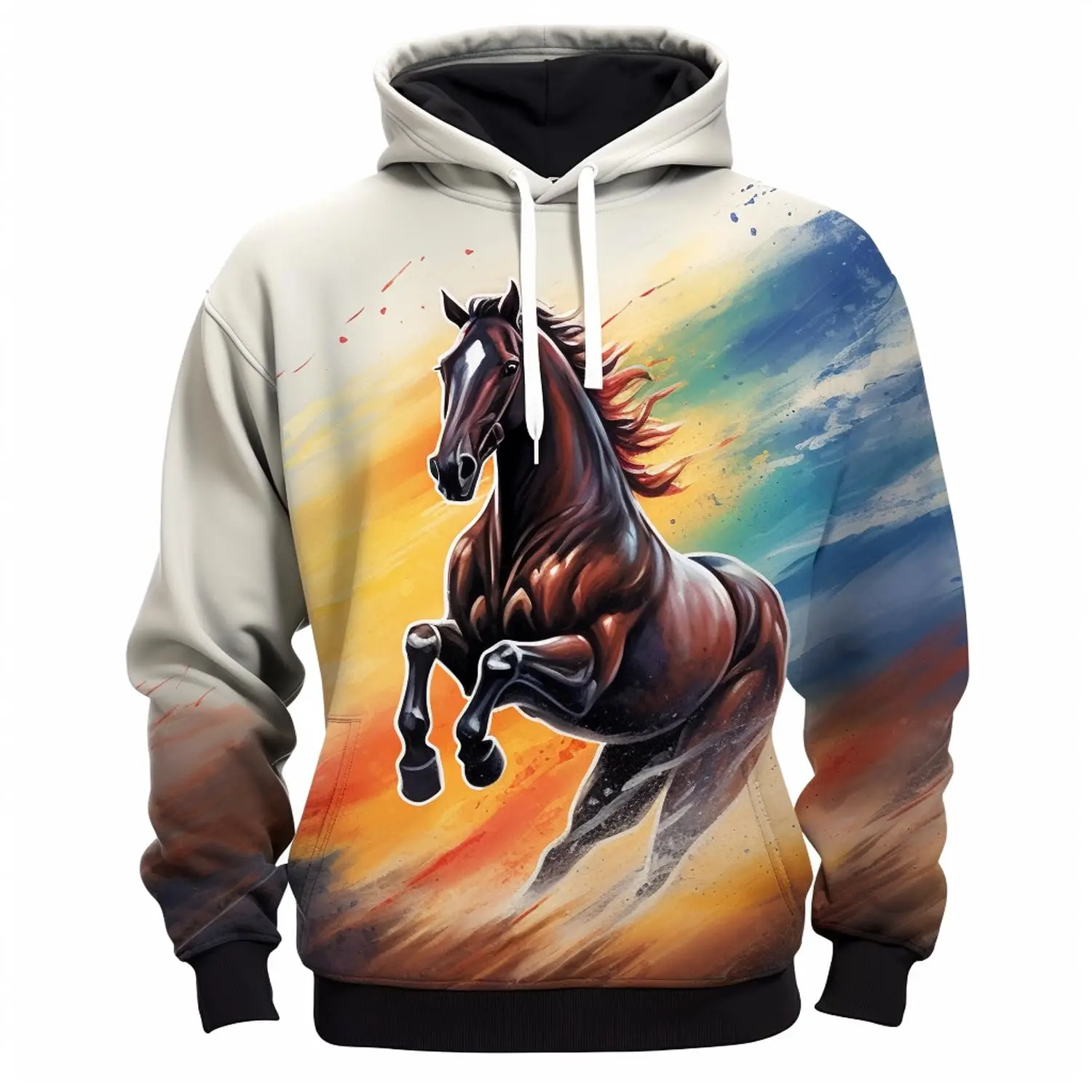 Horse Animal Graphic 3D Print Hoodies Men Women Hooded Sweatshirts Oversized Harajuku Pullover Y2K Tracksuit Coat Man Clothing
