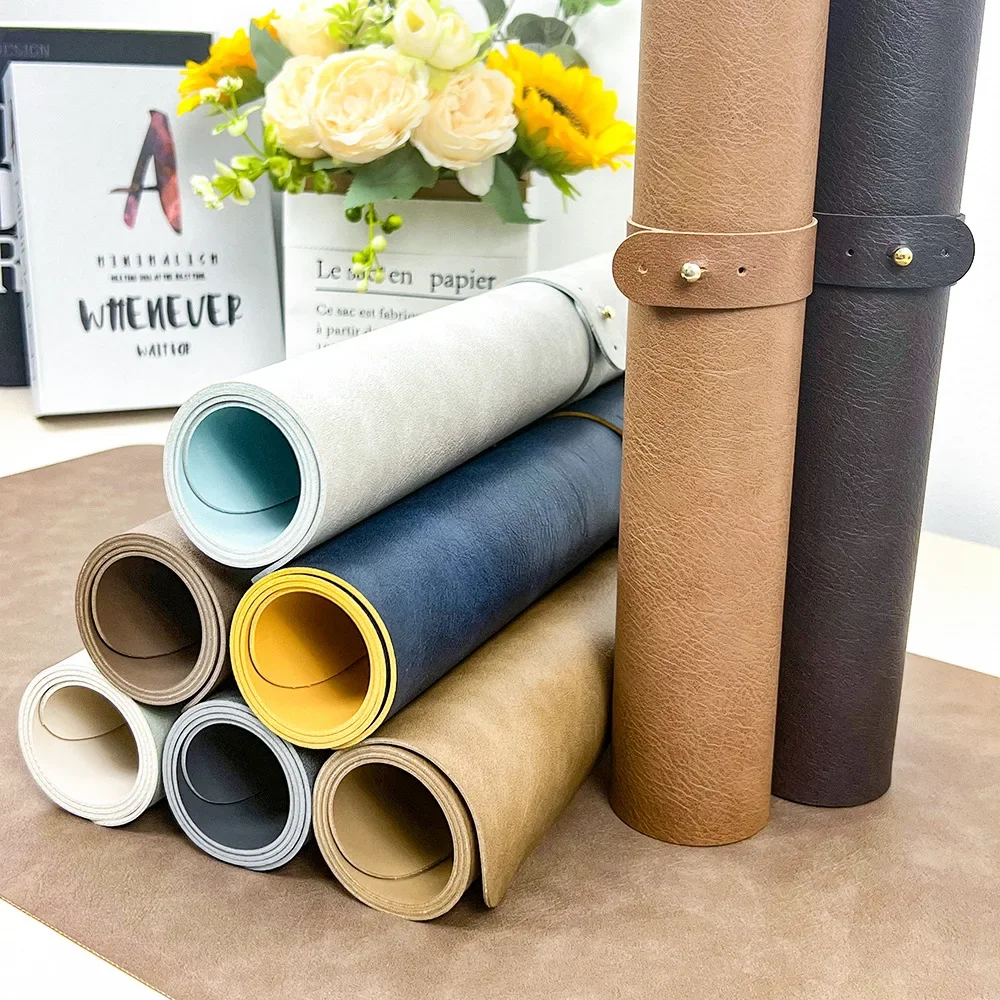 Large PU Leather Placemat Mouse Pad Double-Sided Desk Mat Faux Leather Texture for Office Study Writing Desk