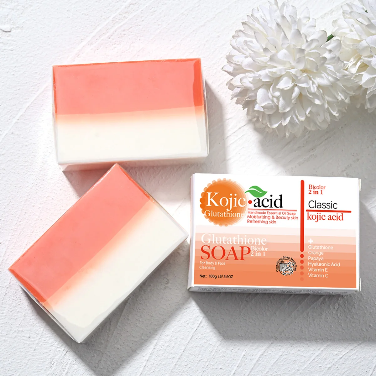 حار بيع العضوية 100 جرام حمض الكوجيك + الجلوتاثيون الصابون بار العسل مكافحة حب الشباب المعونة تبييض حمام الوجه