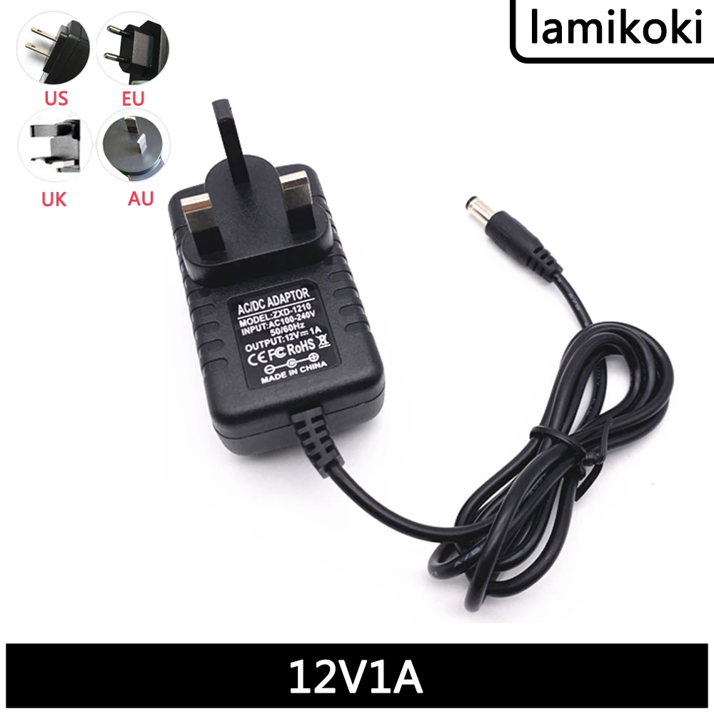 Adaptador de corriente para cámara de vigilancia, barra de luz LED estilo Hong Kong, línea de fuego de Macau, 12V, 1A, estándar británico