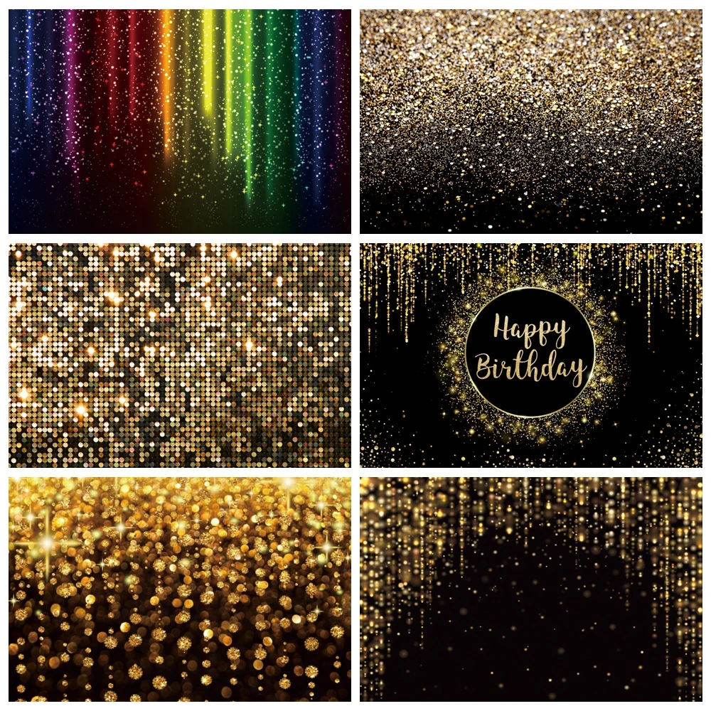 Gold Silver Glitter Bokeh Photography Backdrop Black Golden Shiny Dot Backgrounds For Birthday Party Photo Studio Decor Custom