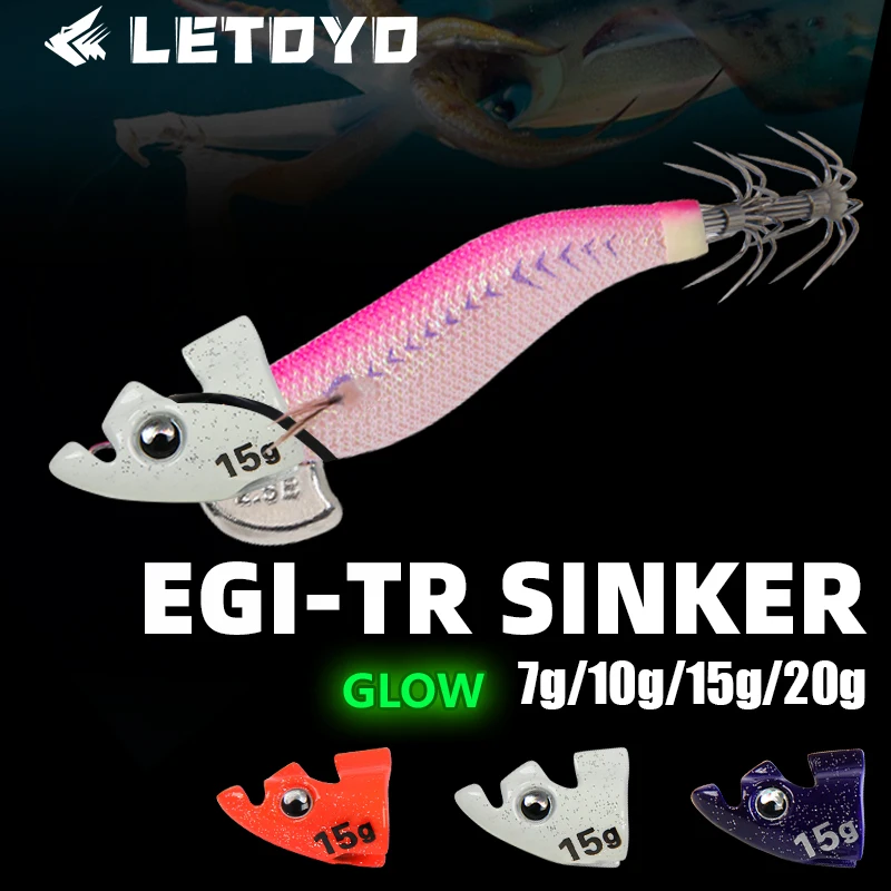 LETOYO 2 قطعة وزن غرق مضيئة TR لطرف تشغيل EGI طعم الحبار Eging إغراء Webfoot الأخطبوط الحبار صيد السمك