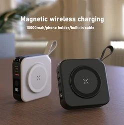 Magnetic Wireless Charging with AC Wall Plug Built in Cable 10000mAh Portable Charger Power Bank