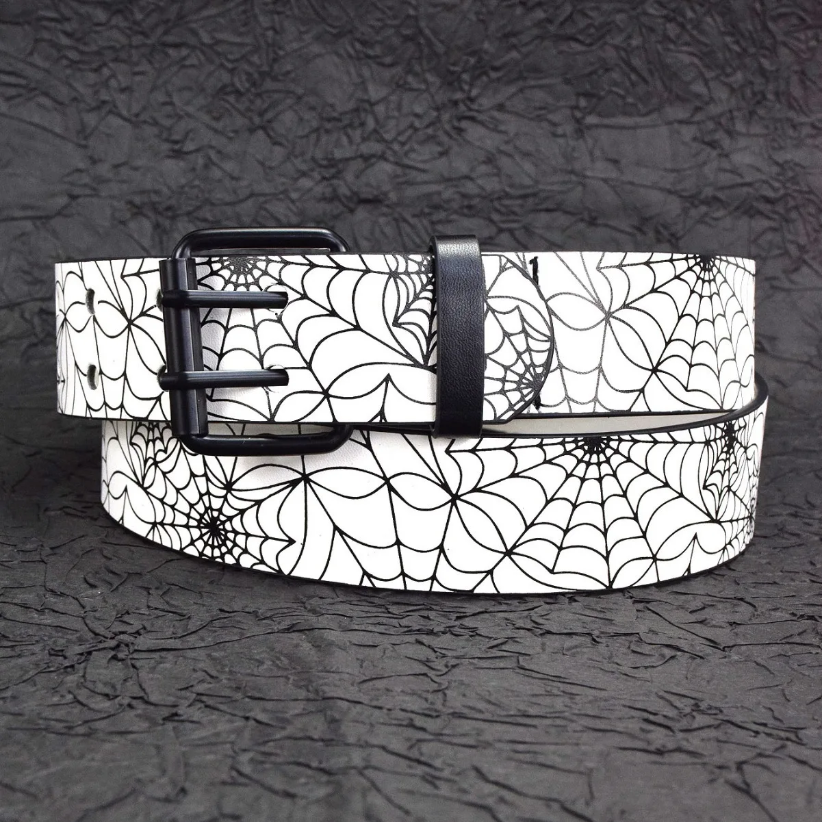 Halloween Party Cobwebs Decoration Belt Pattern Belts for Women Party Dress White Wide Women Belt Top Quality Leather Female