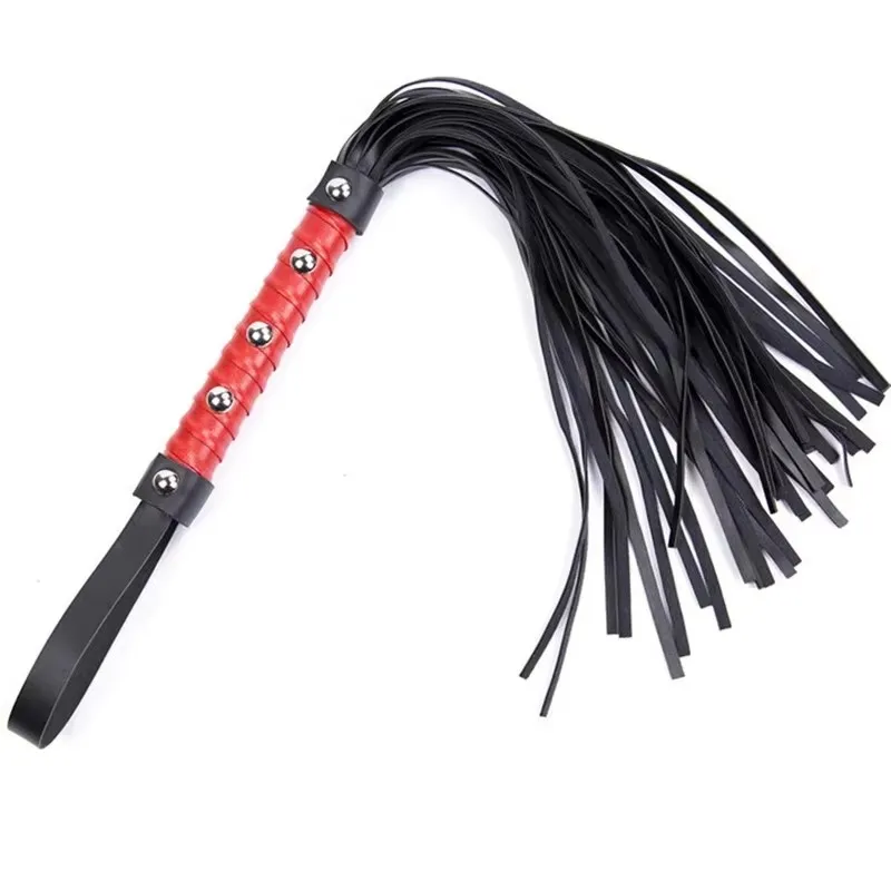 سوط فروسية من جلد البولي يوريثان مقاس 44 سم - مقبض منسوج يدويًا لتدريب الخيل
