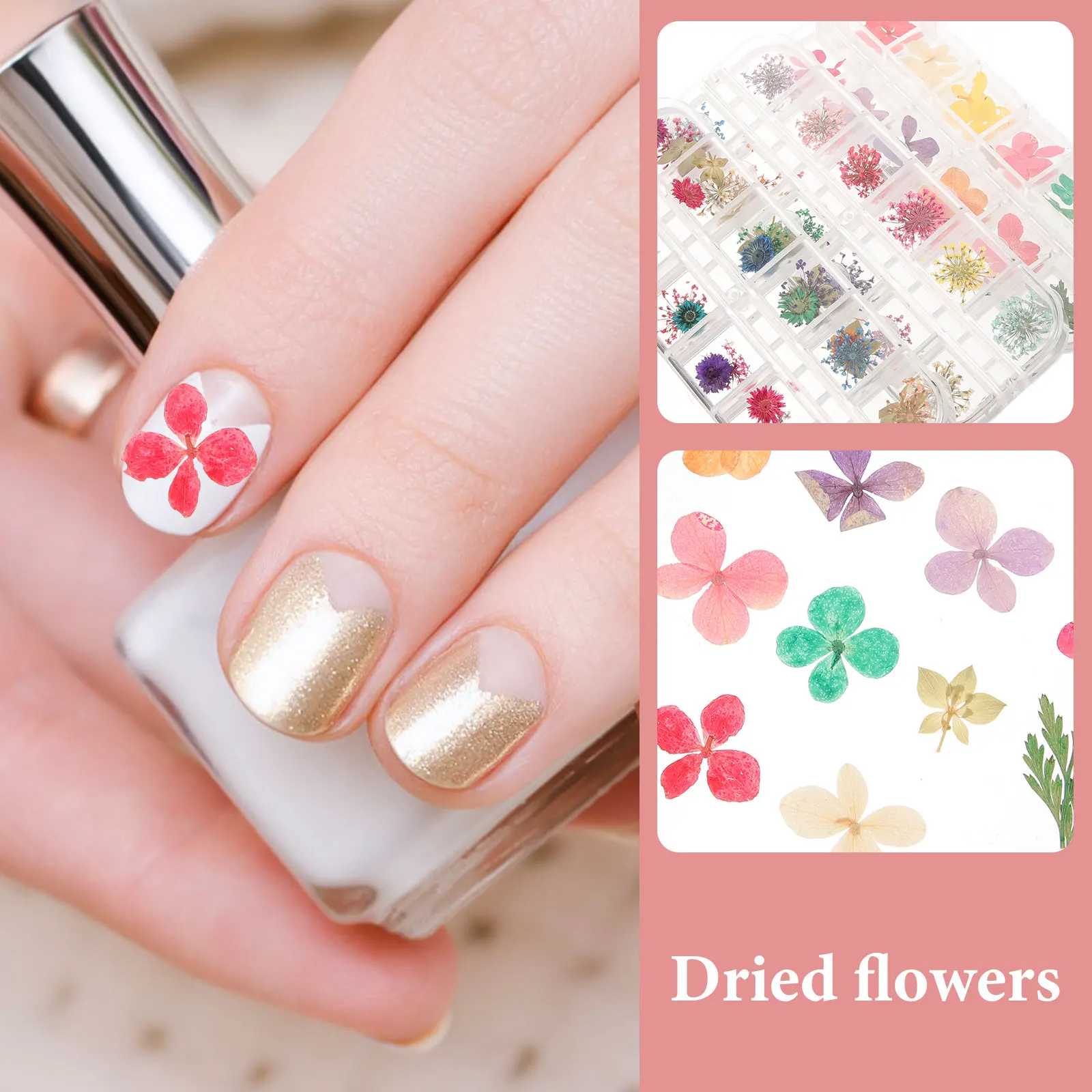 

3 Pcs Dried Flower Epoxy Resin DIY Craft Natural Preserved Flowers for Nail Art Scrapbook Photo Album Jewelry Making