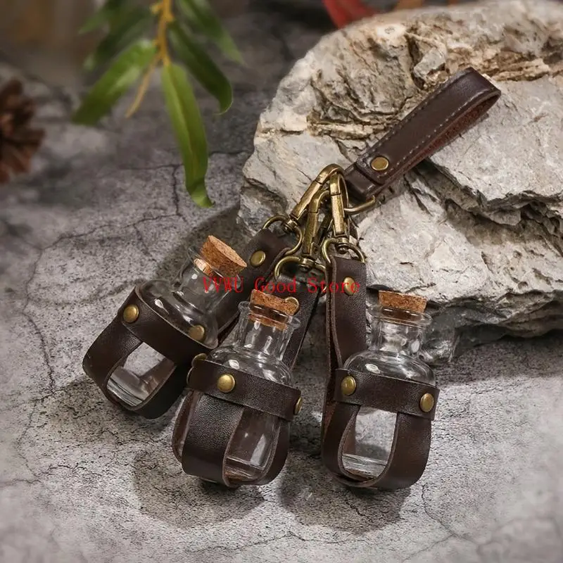 Garrafa poção com porta -vidro do assistente couro com rolhas vidro com rolhas cortiça