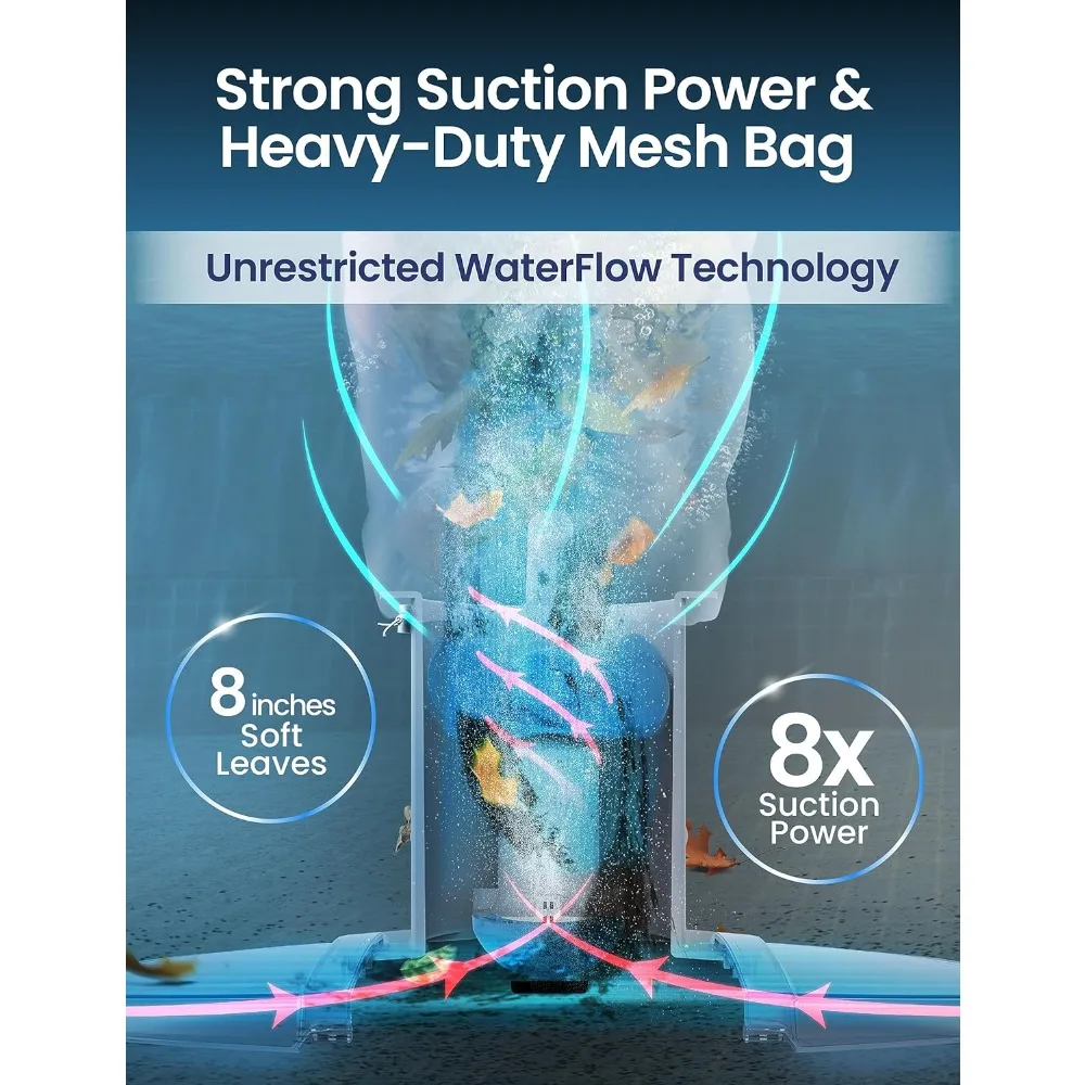 Oplaadbare heavy-duty zwembadbladstofzuiger, 62 GPM krachtige zuigkracht, standaard en fijne extra grote filterzakken, commerciële krachtstofzuiger