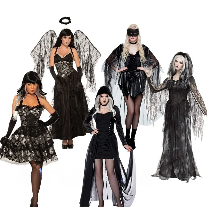 Costume da strega Halloween da donna Diavolo Bla Angelo Fantasma Sposa Resurrezione Abiti da spettacolo per festival