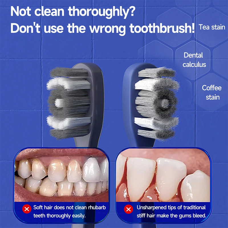 فرشاة أسنان للرجال منsadultuniversalharbristled للتنظيف العميق 360 ° شعيرات التعبئة والتغليف المستقلة والتبييض والتنظيف