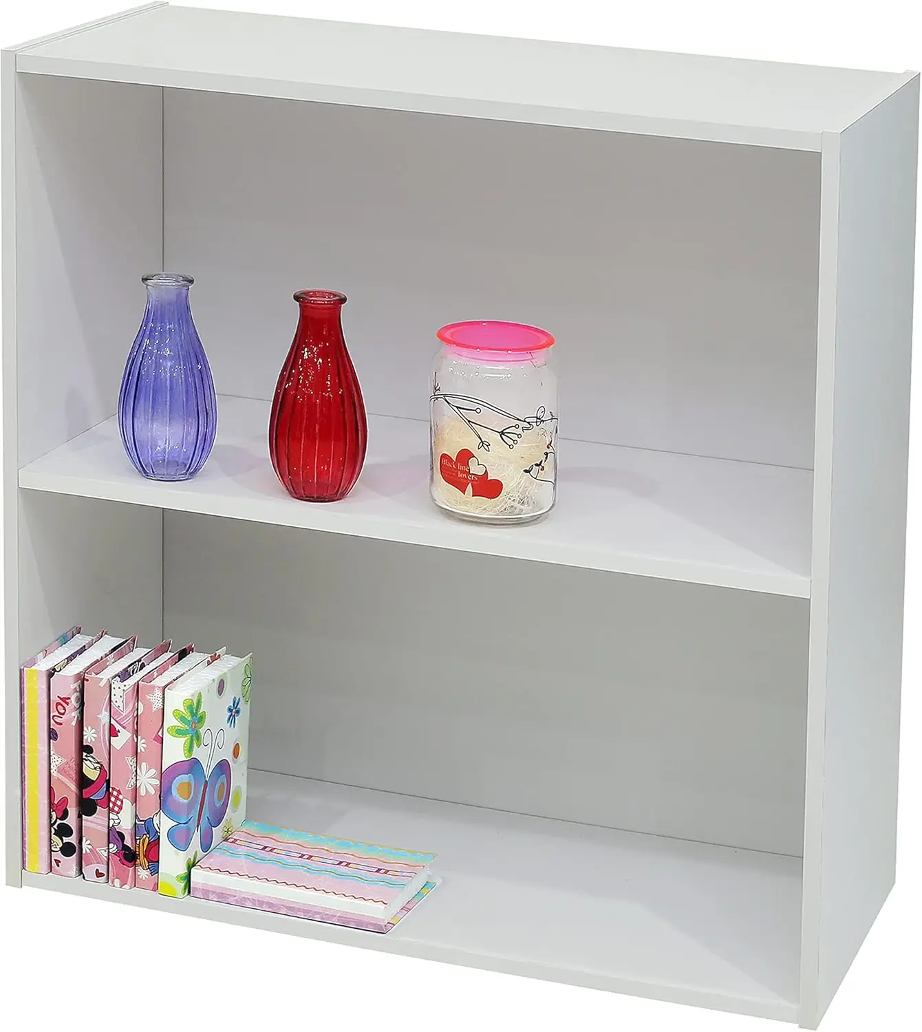 

Двухуровневая открытая книжная полка-органайзер, белое дерево, современный дизайн для дома и офиса