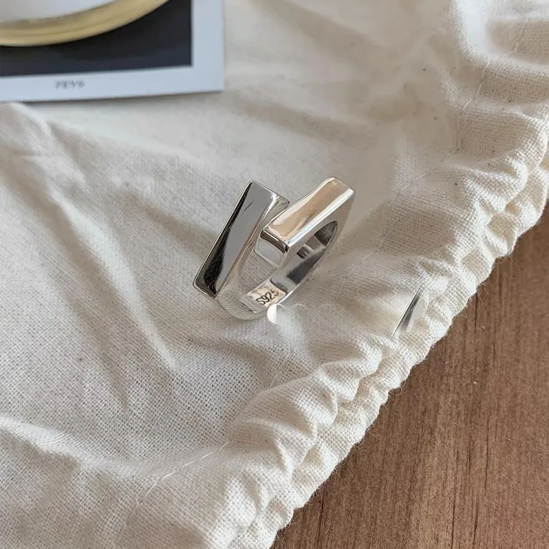 BF CLUB Silver Color Hug Rings for Women Fashion Geometric Handmade Irregular Vintage Fine Jelwery Ring Party Christmas Gift view 6