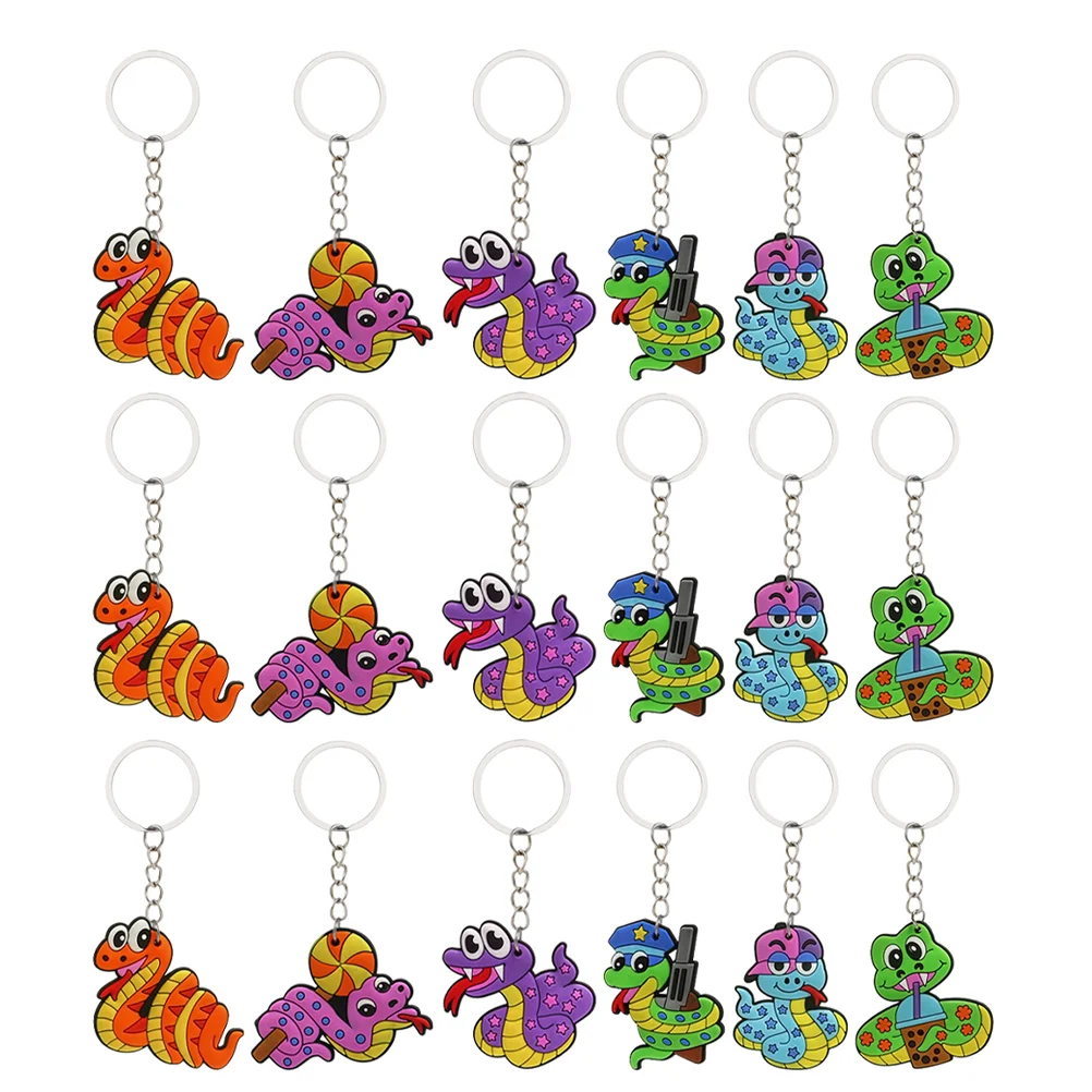 

18 Pcs Snake Keyring Cartoon Pendant Adorable Shaped Keychain Keychains for Bags