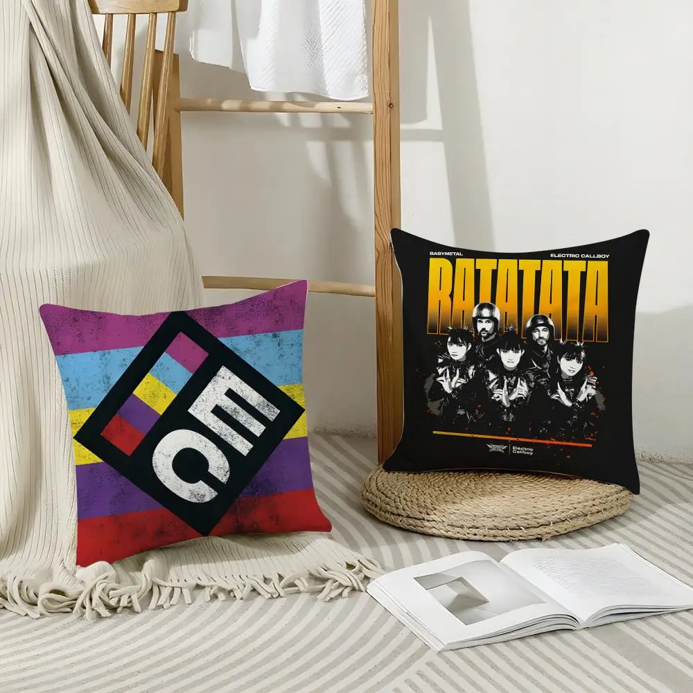 Rock Band E-Electric CallboyS Cushion Cover Short Plush Breathable Pillowcase Odorless Invisible Zipper Washable Removable