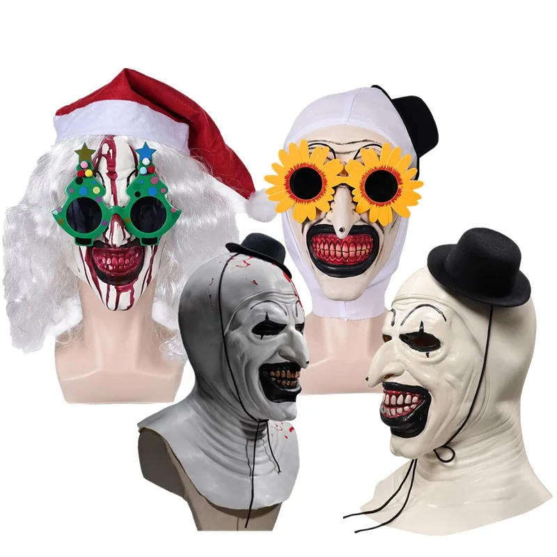 Masques en latex Art the Clown pour hommes et femmes, Terrifier 2 Cosplay, casque de Noël, accessoires de costume de fête d'Halloween Tim