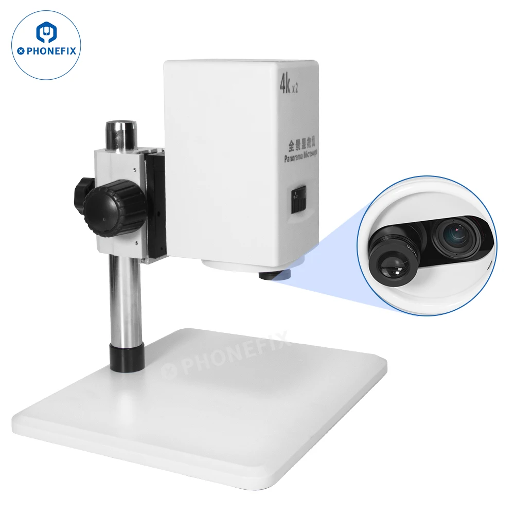 4K 2K Dual-Camera Panorama Microscope 0.7-5.6x HDMI USB Output for Phone PCB Motherboards Sodering Repair Lab With LED Light