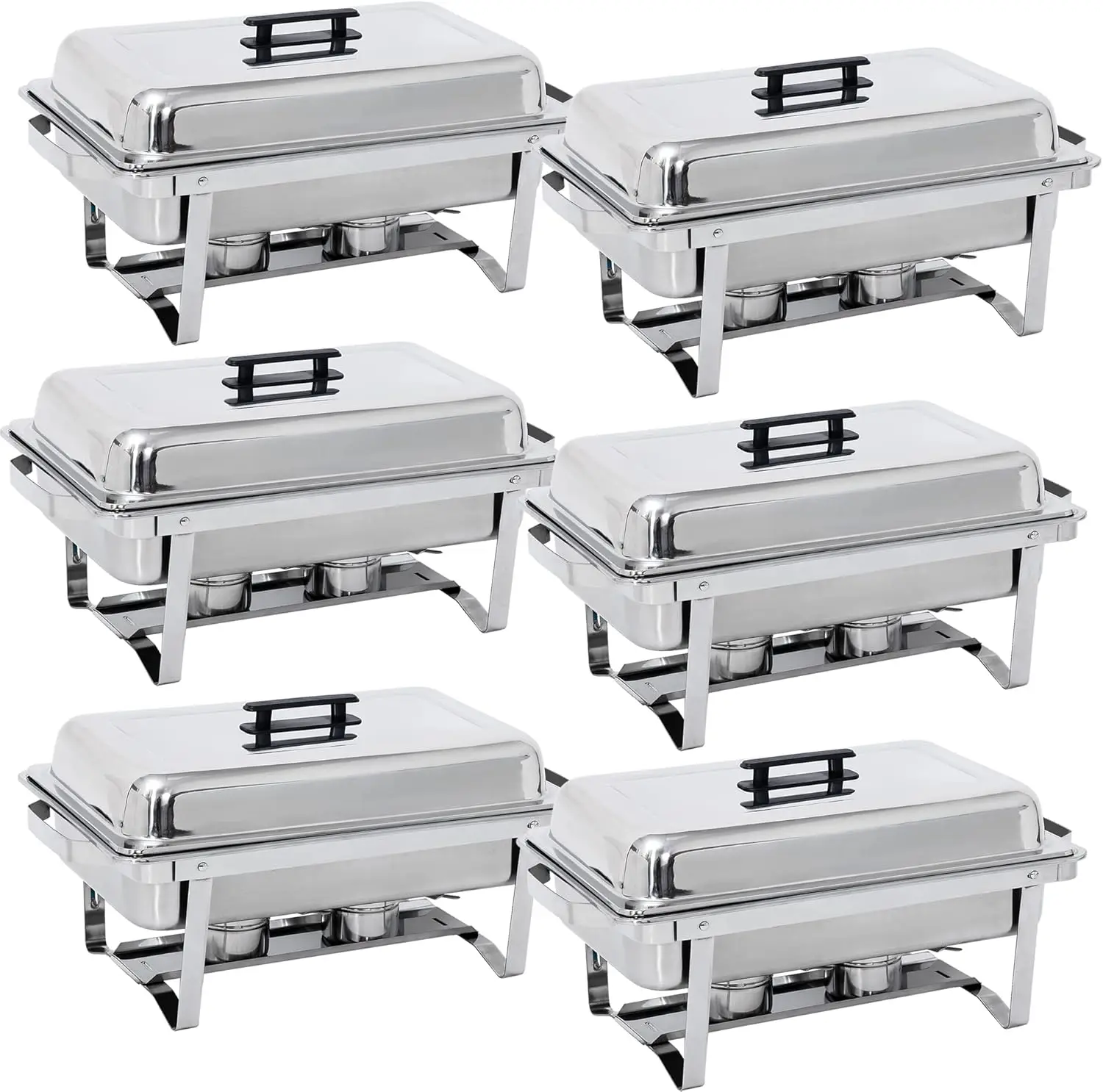 

Rectangular Chafing Dish Set 6 Pack of 8 Quart Full Size Chafer Dish Stainless Steel Frame Chafers With Foldable Frame Legs (6)