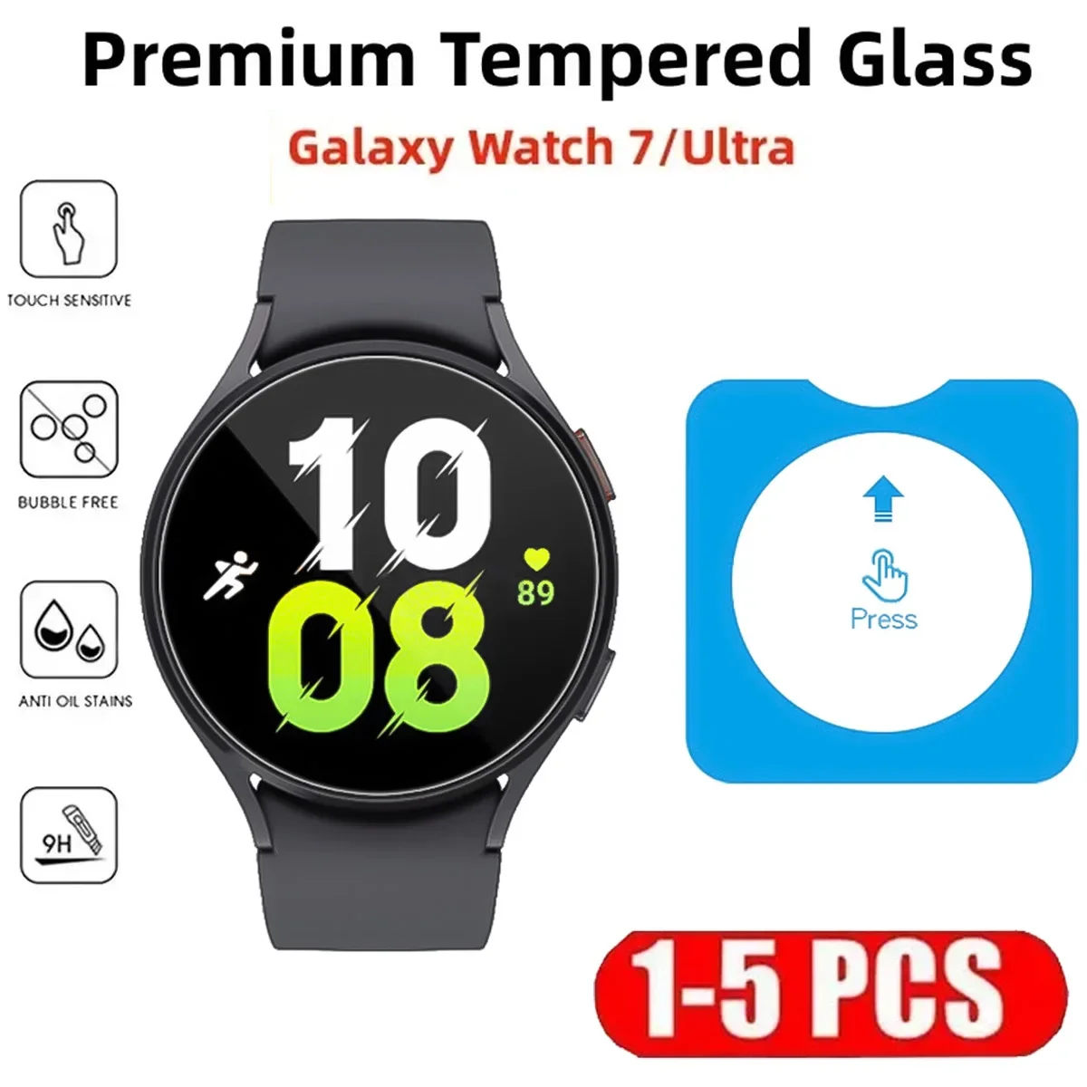 1-5Pcs Tempered Glasss for Samsung Galaxy Watch 7 40mm 44mm / Ultra 47mm Screen Protector Protective Glass Easy to Install