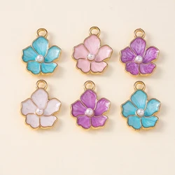 20pcs 13x16mm Cute Enamel Flower Charms Pendants for Making Necklaces Earrings Bracelets DIY Jewelry Findings Accessories