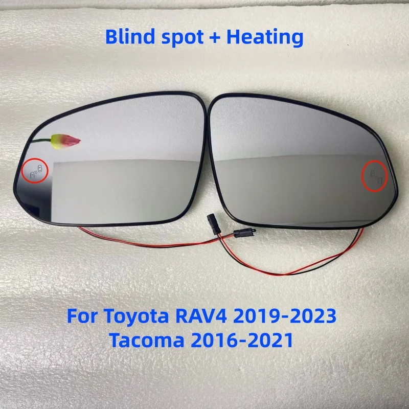 Heated Blind Spot Warning Side Mirror Glass, Rearview Door Mirror Lens For Toyota RAV4 2019‑2024 Hilux 2016‑2022 Highlander 2016