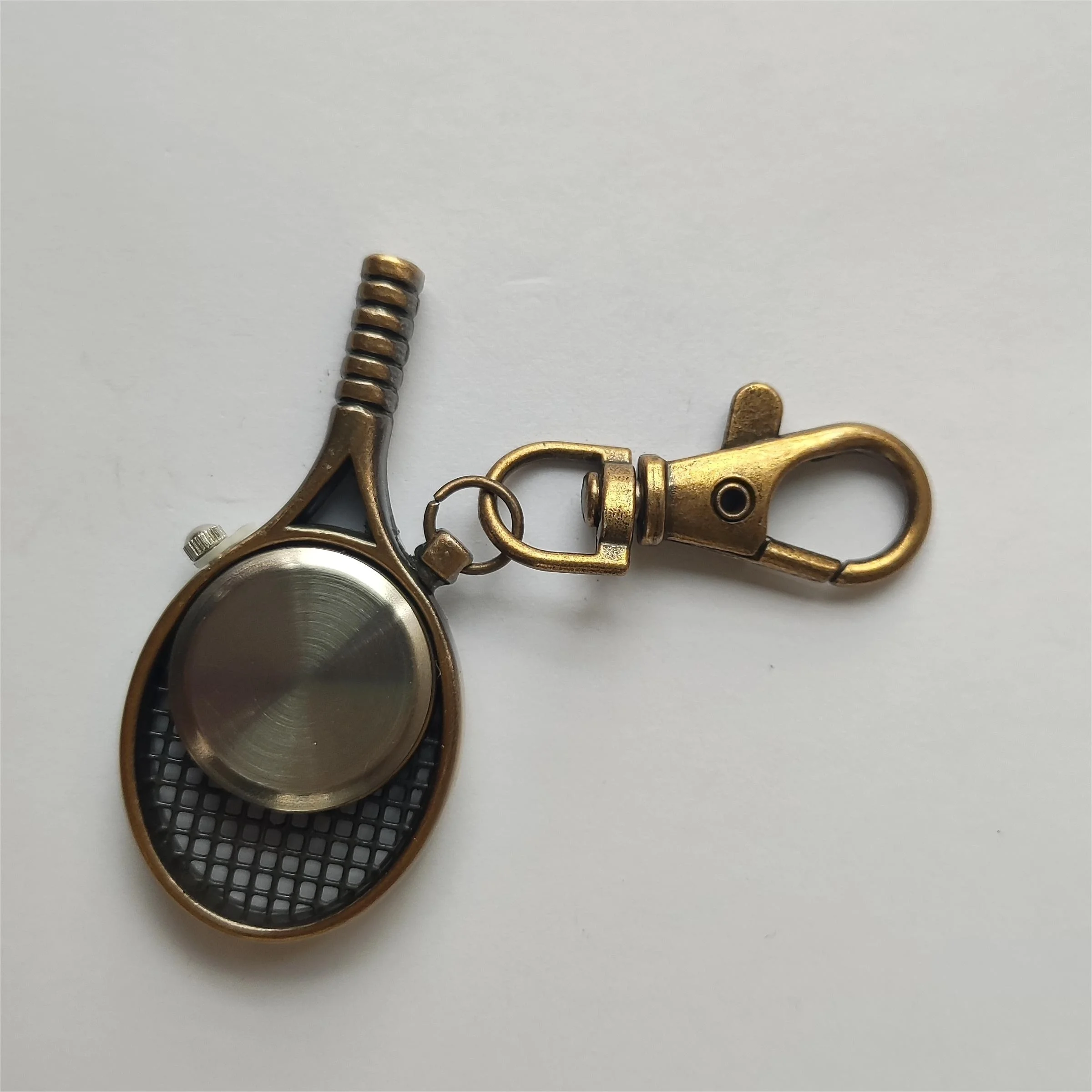1pc student innovative small tennis racket men's retro flip mini simple necklace watch antique style cute women's pendant