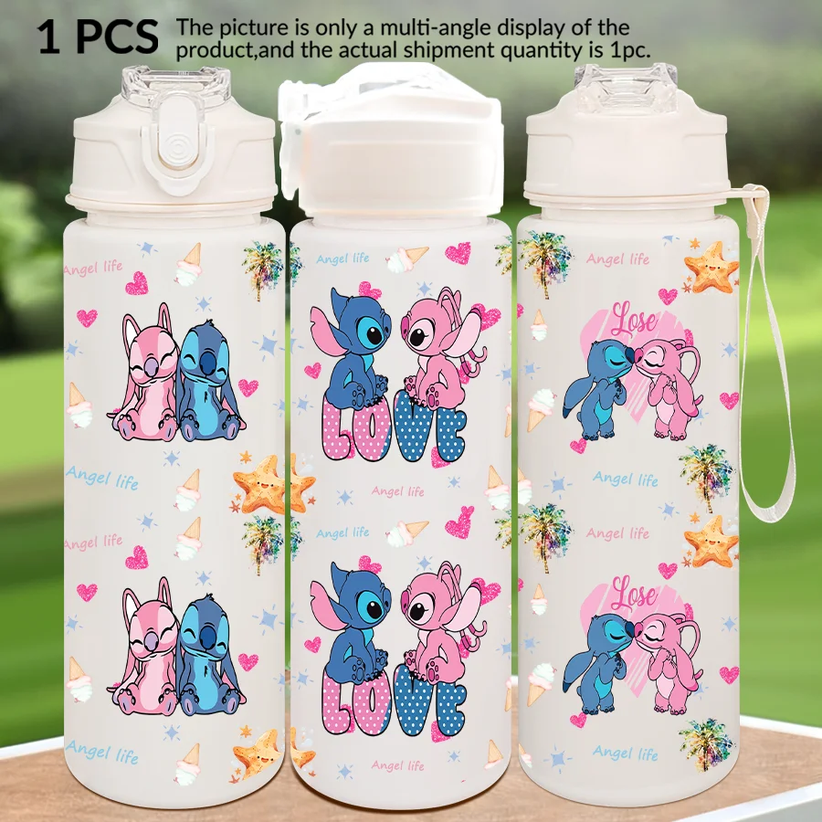 1pc disney stitch anjo impresso 23-32oz multi-plástico garrafa de água portátil esportes copo de água presente de aniversário