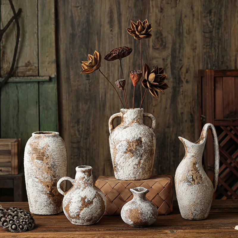 Rustic Farmhouse Ceramic Vase Wabi Sabi Style for Home Decor And Flower Arranging - Unique Pottery Vase