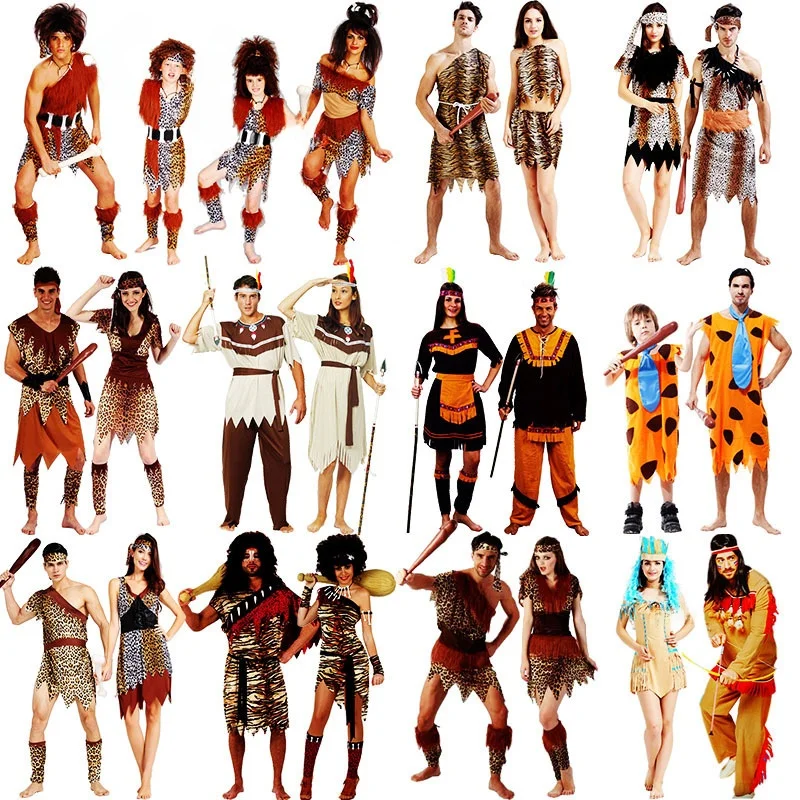 

loween Indigus Indian Men Women Original Performance Costume rican Wild Man Ethnic Stage Outfit Ladies Faion