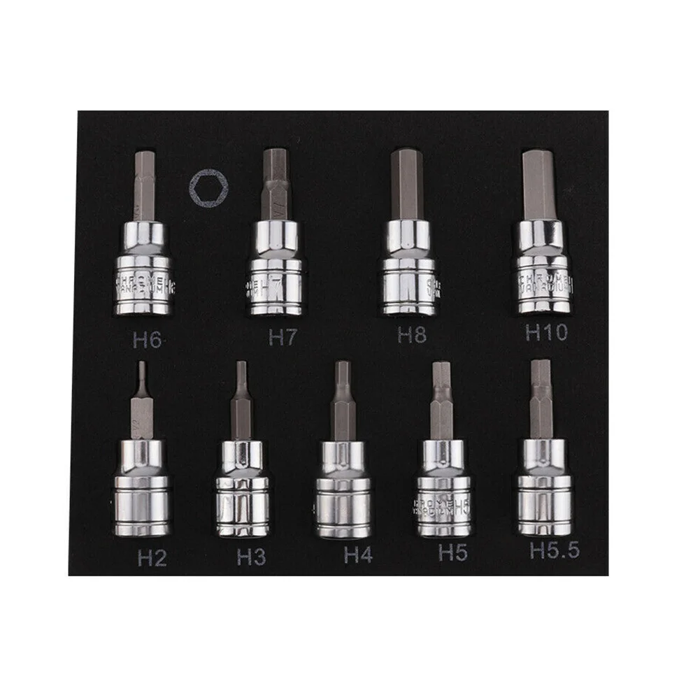 Hex Bit Bit Socket 9pcs/set Anti-corrosion Chrome Vanadium Steel Chrome vanadium steel 48mm High Quality High quality