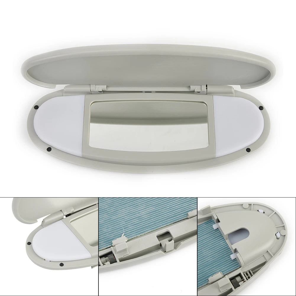 

Gray Sun Visor Vanity Mirror Cover, ABS Material, Easy Installation, Perfect Fit for BMW Mini R55 R56 R60 2007 2014