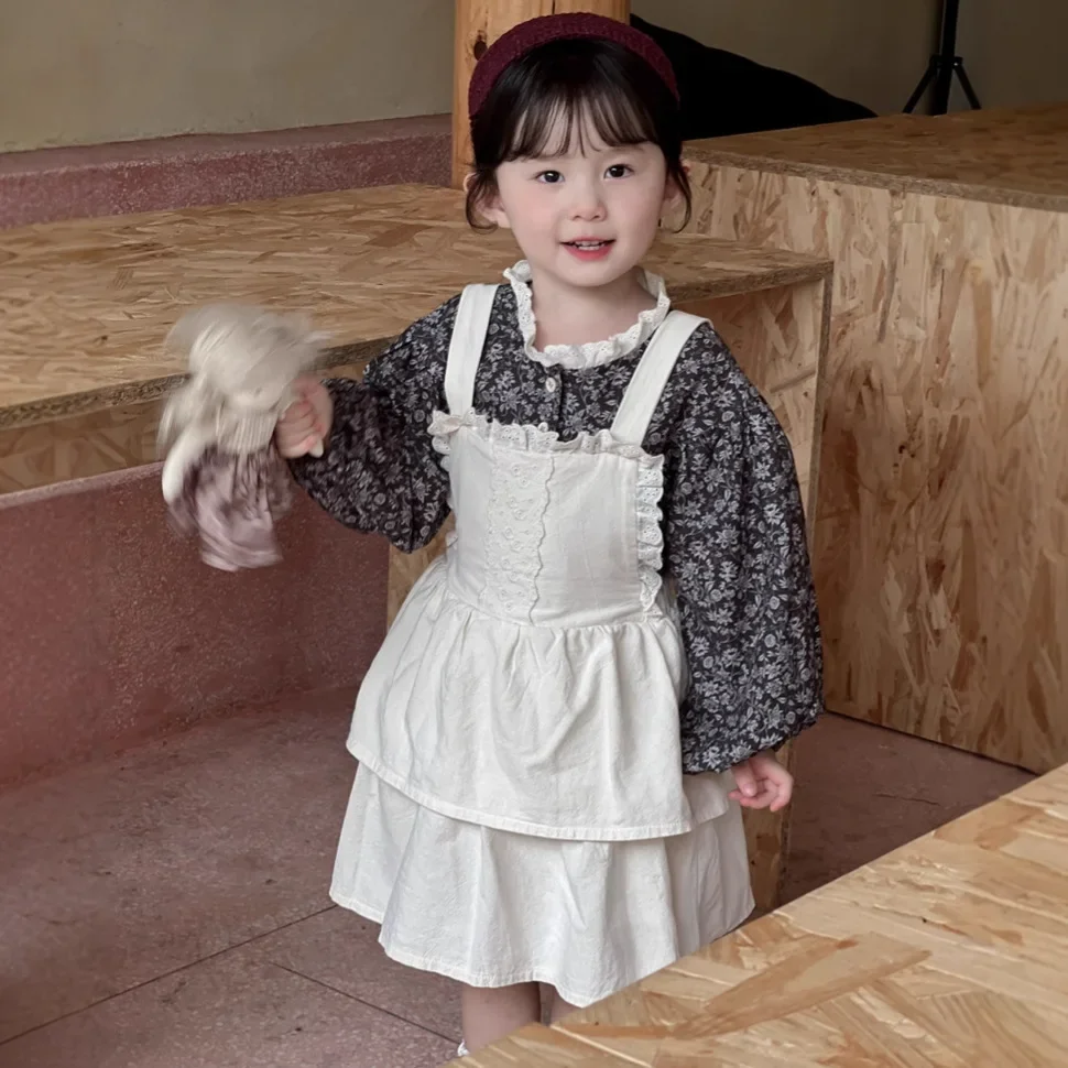 Girls Shirt 2026 Autumn New Children's Clothing Korean Style Girls Baby Fashion Lace Broken Flower Shirt Casual Simple Daily