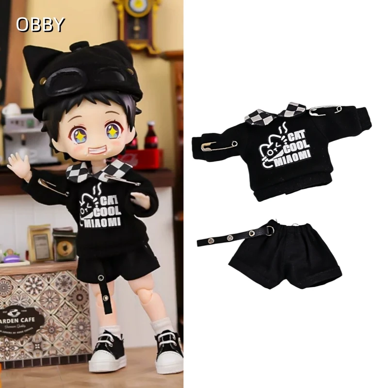 

For Obitsu 11 Doll Sweatshirt Shorts Set For OB11 1/12 Gsc Molly YMY Asi 2.0 Body Doll Cloth NAGI Doll Outfit Clothes