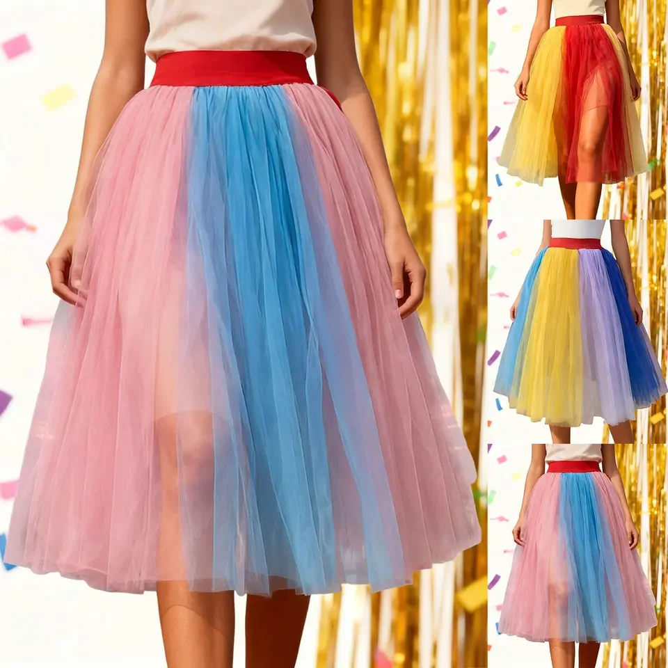 Women Skirt Tutu Skirt Asymmetrical Long Colourful Multilayer Ballet Underskirt For Carnival Fancy Fitness Short Skirts