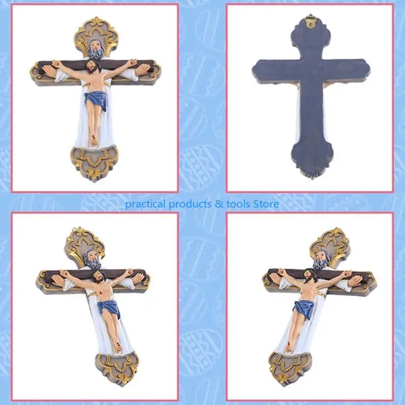 77jb聖なる宗教像十字架樹皮樹脂イエスは、神の壁の装飾と交差するためのイエス