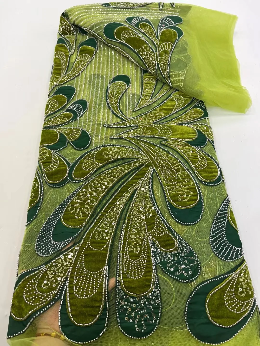

Luxury African Beaded 2025 High Quality Nigerian Sequins With Pearl Lace French Tulle Lace Fabric For Party Dress Sewing