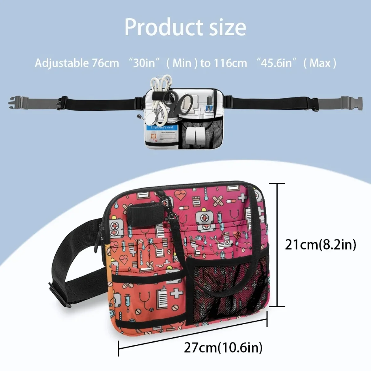 Multi-bolsos Fanny Packs para Mulheres, Estampa de Enfermeira Médica, Sacos de Cinto Utilitário Portátil, Moda Feminina, Bolsa Dentista, Estudante, Novo