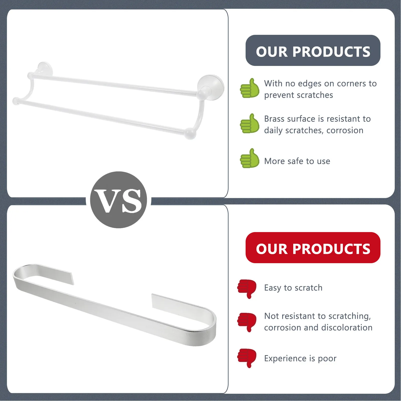 

1Pcs Brass Double Bar Towel Holder Wall Storage Bathroom Bathrobe Rack Sturdy Load Capacity Convenient Installation Hand Towel