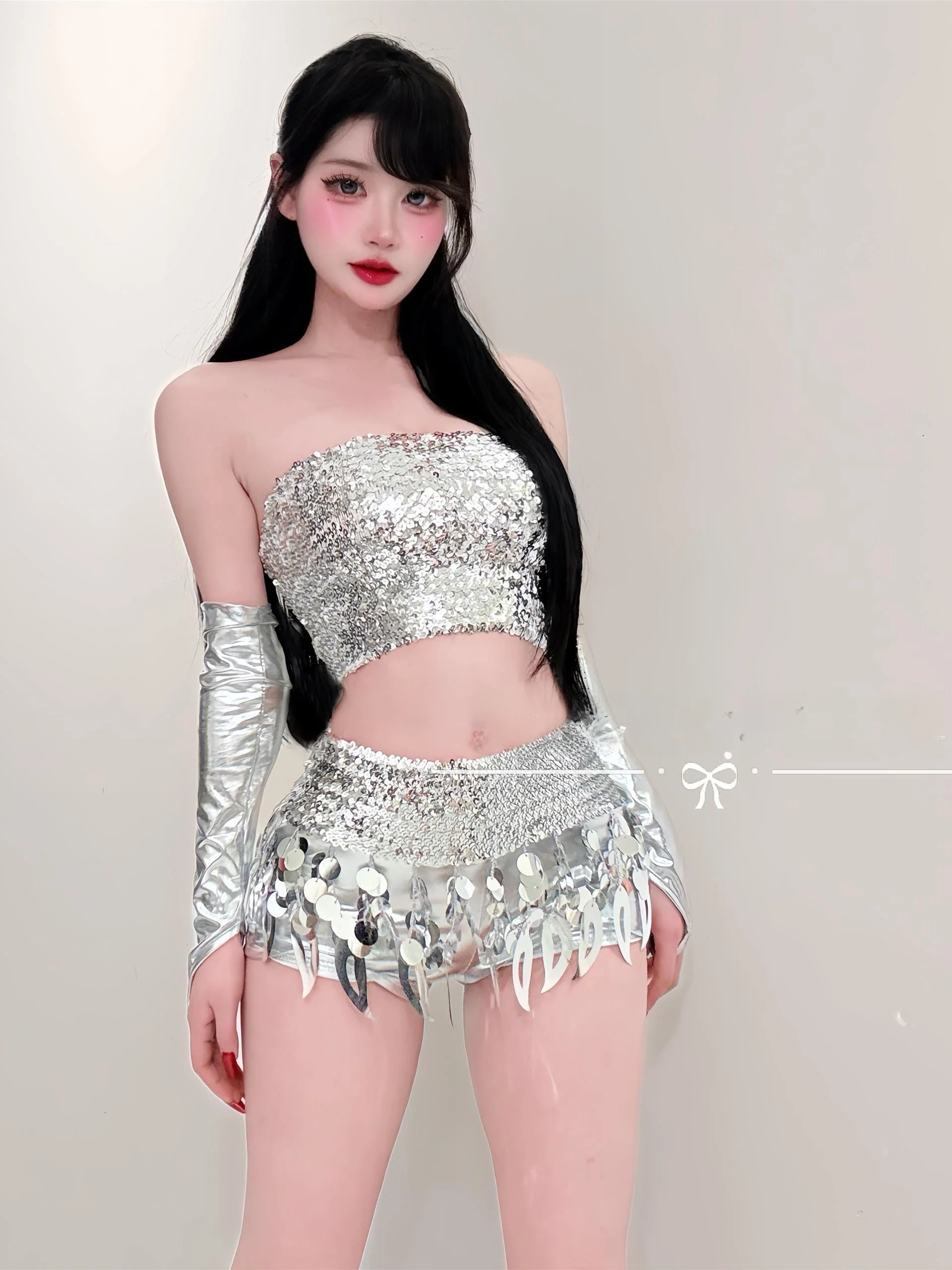 

Just Dance Bar DS Performance Costume New Women's DJ Lead Stage Chic Sexy Sexy Silver Sequin Set Bar Stage Women's Suit