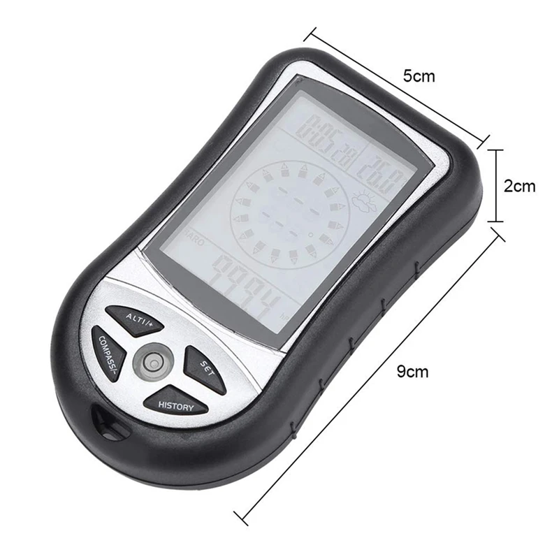 Multifunctional Digital Altimeter Outdoor Hiking Multifunctional LCD Compass Altimeter Black 1Piece