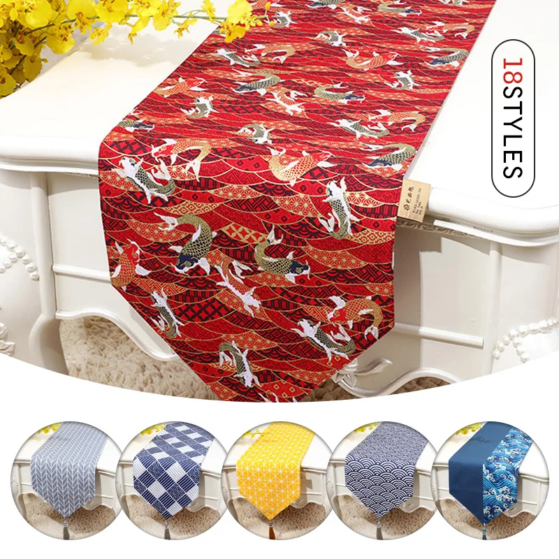 

Japanese Style Table Runner Tablecloth Table Mat For Kitchen Dinning Room Wedding Party Decor Tassel Table Cover