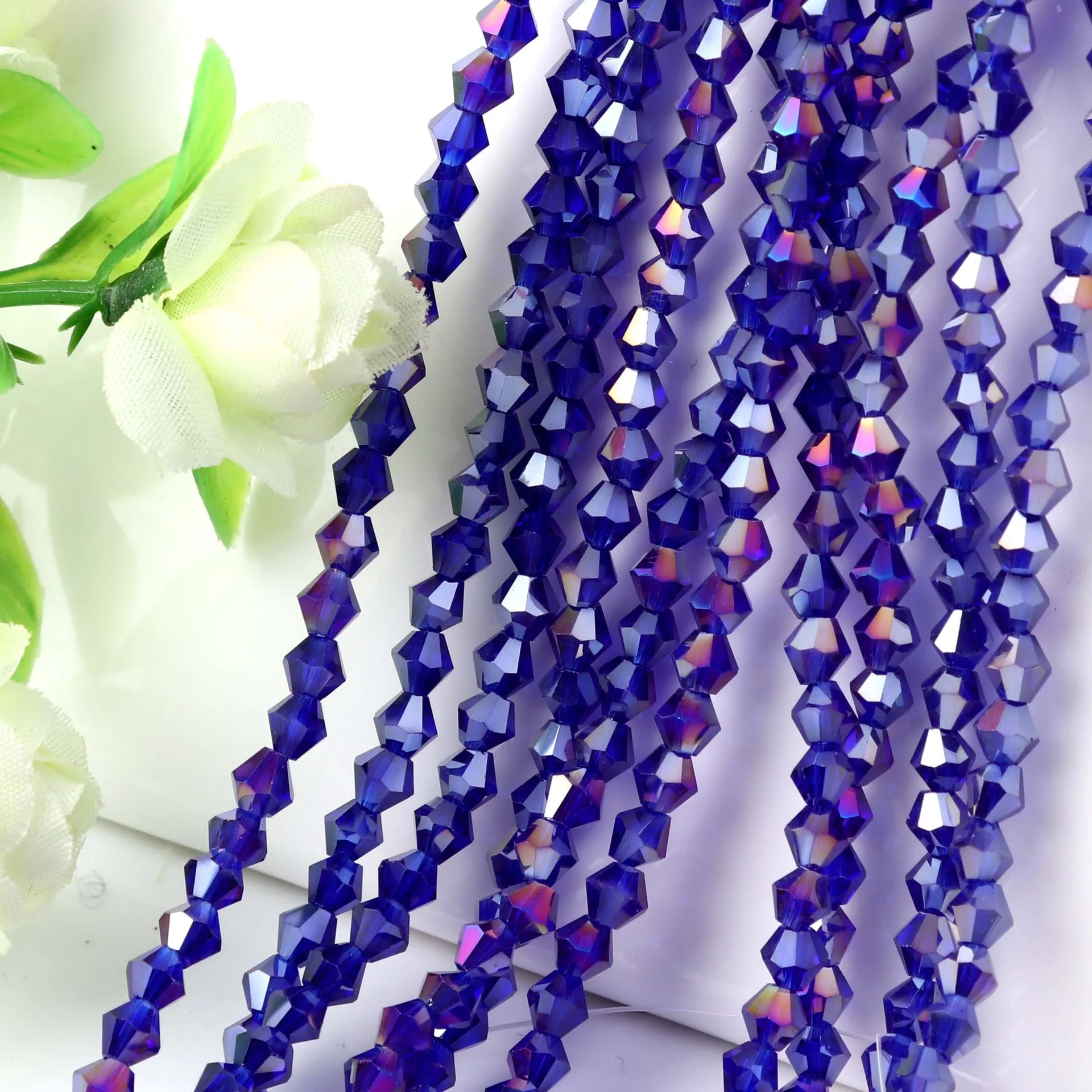 

Diamond-shaped crystal loose beads 4mm/6mm hollow two-pointed DIY handmade hair accessories material jewelry