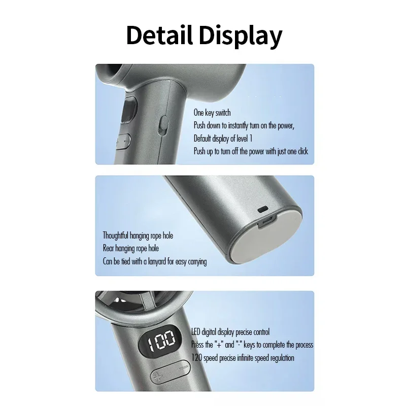 New Mini Handheld Fan 120 Speed Portable Desktop Fans Instant Cooling With Ice Mode USB Rechargeable Stylish Fan for Women