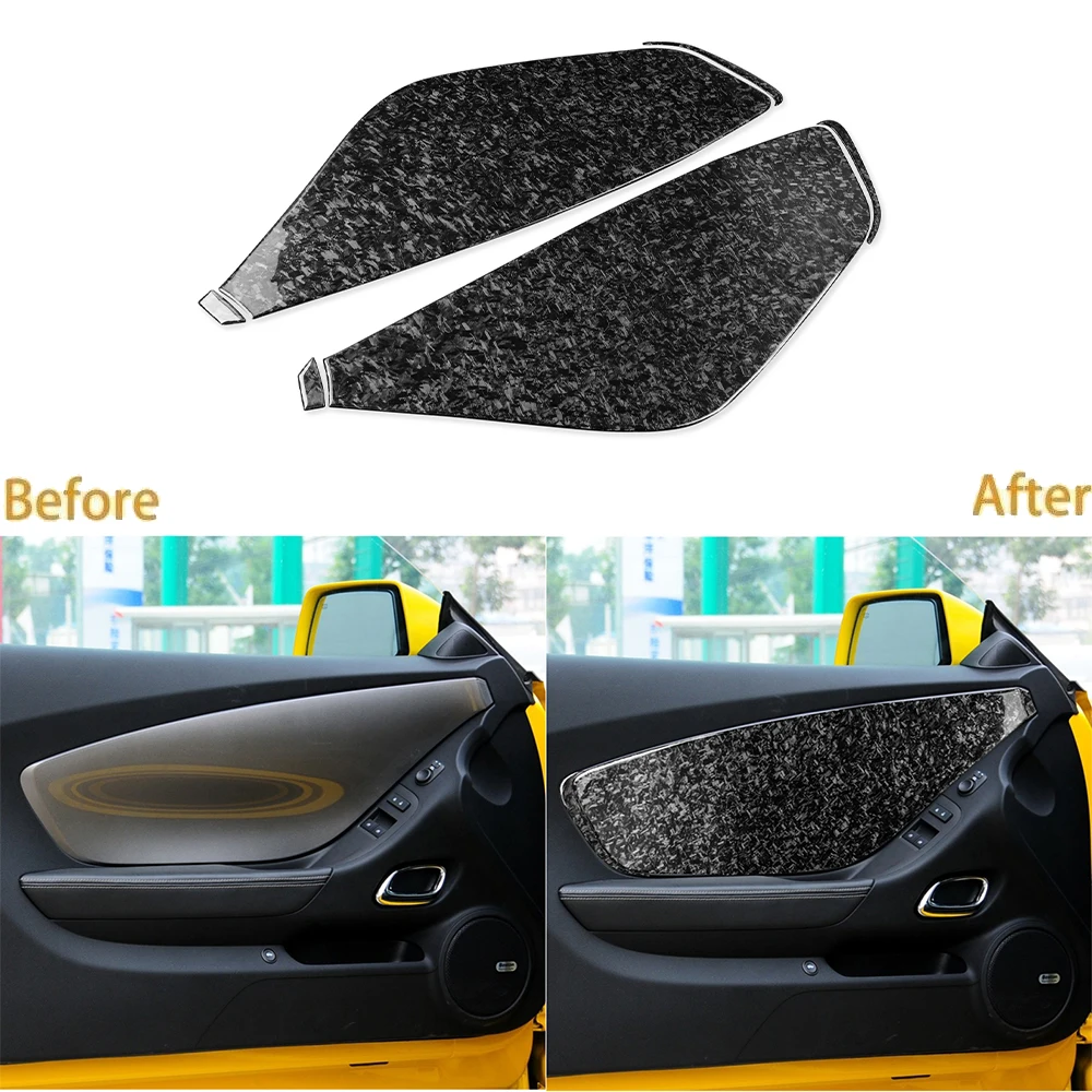 For Chevrolet Camaro 2010-2015 Forged Carbon Fiber Interior Exterior Body Kit Door Panel Light Cover Accessories Trim Stickers