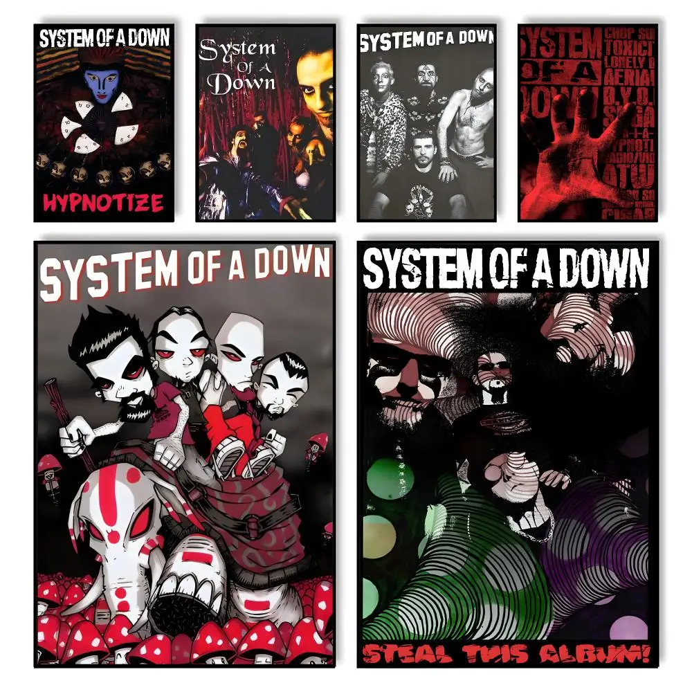 System of a Down Band Poster HD Self Adhesive Waterproof Wall Art Ideal for Home Office Dorm Bedroom Great Gift