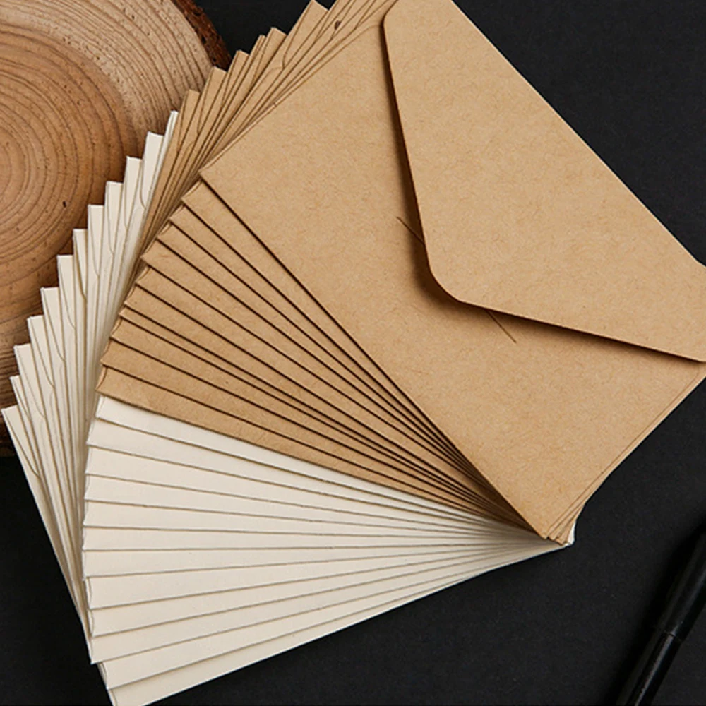 1PC Vintage Envelopes DIY Postcard Wedding Invitation Card Cover Black White Kraft Paper Envelopes For Business Card Invitation